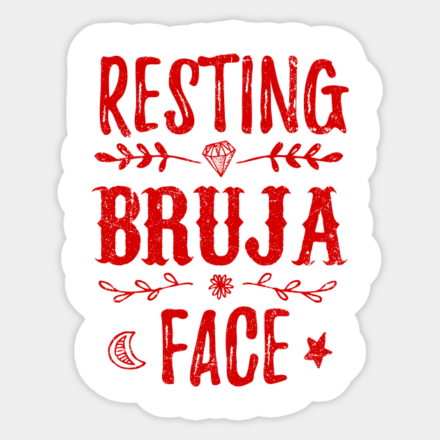 Resting Bruja Face - Red Grunge design Sticker by verde